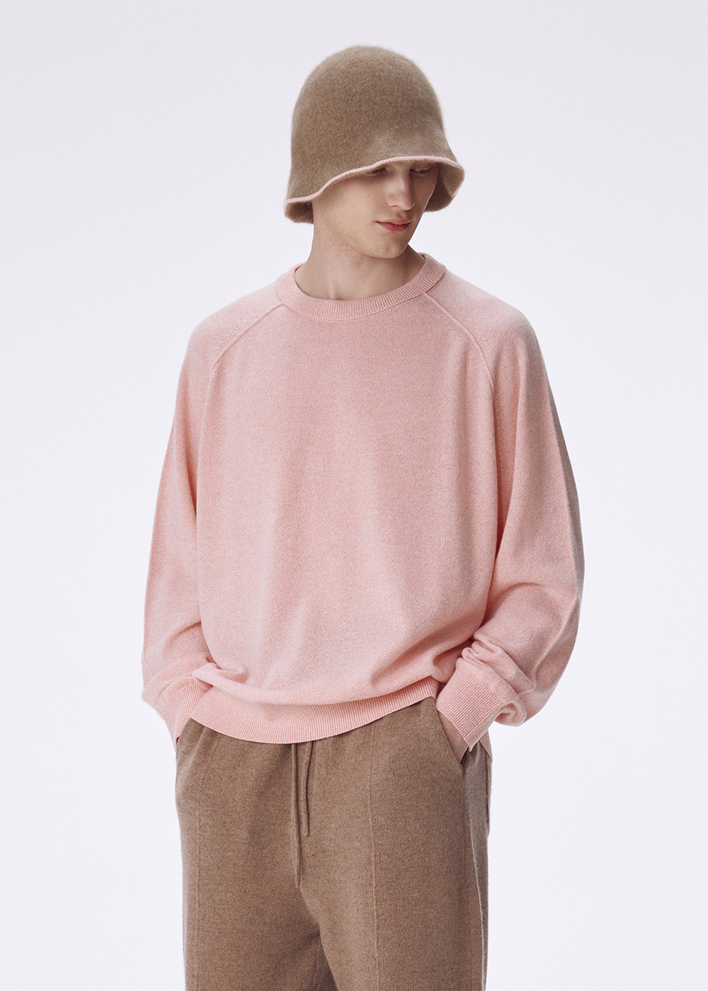 Pure cashmere bucket hat_Taupe