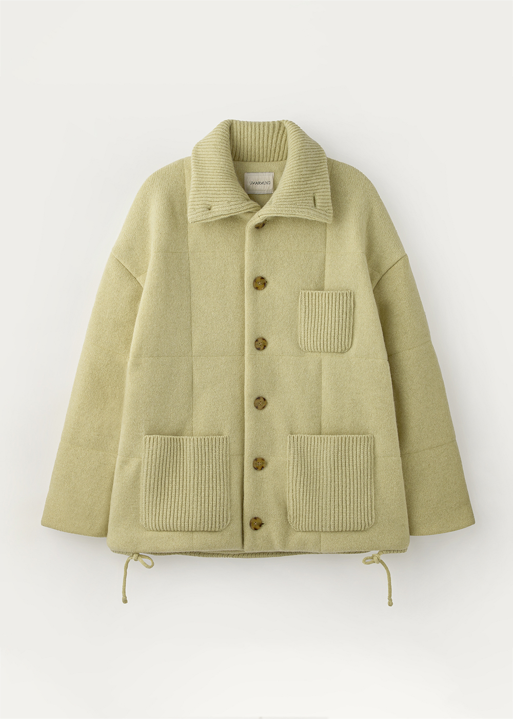 Pure shetland wool quilted jacket_Butter pear