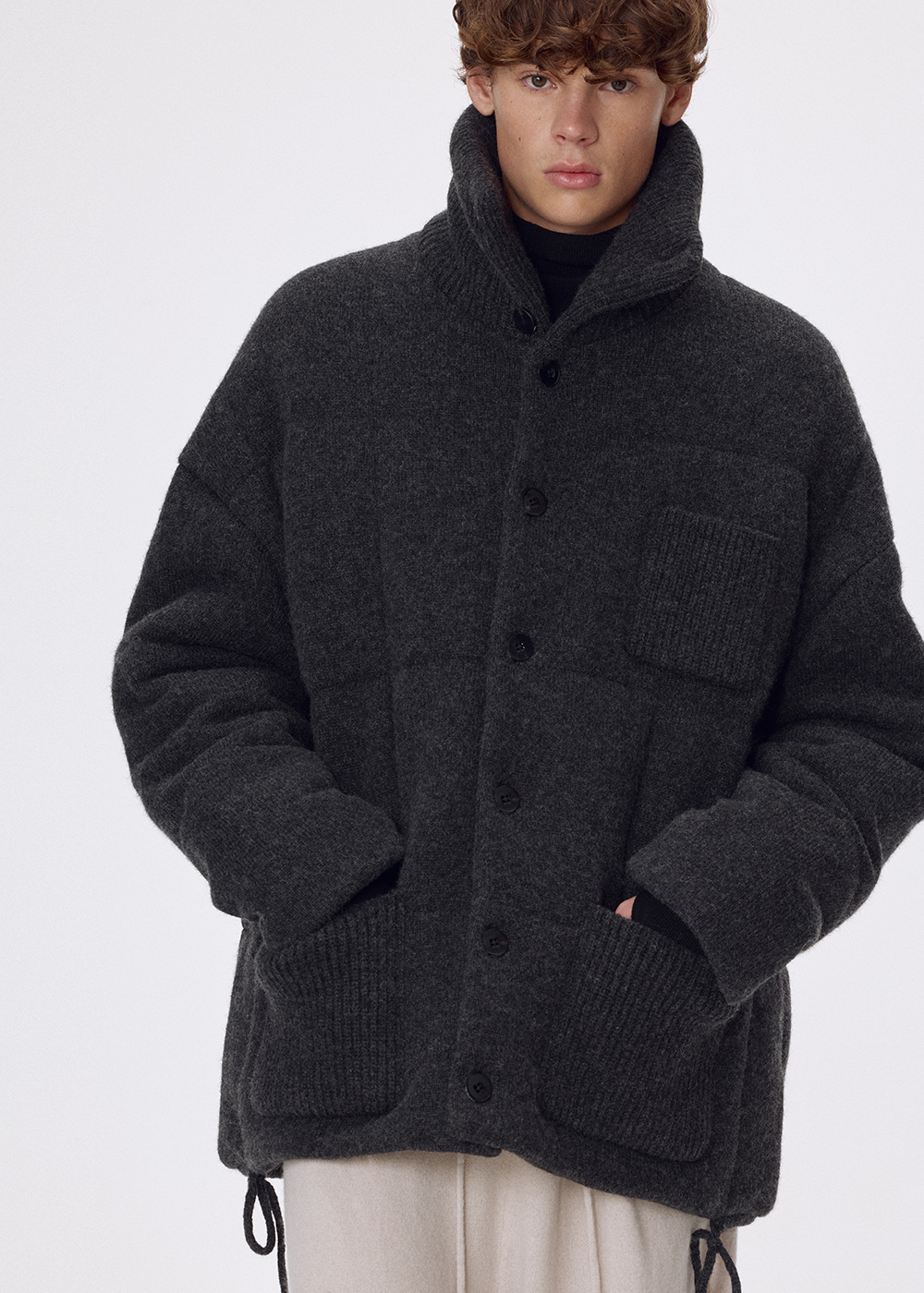 Pure shetland wool quilted jacket_Shadow